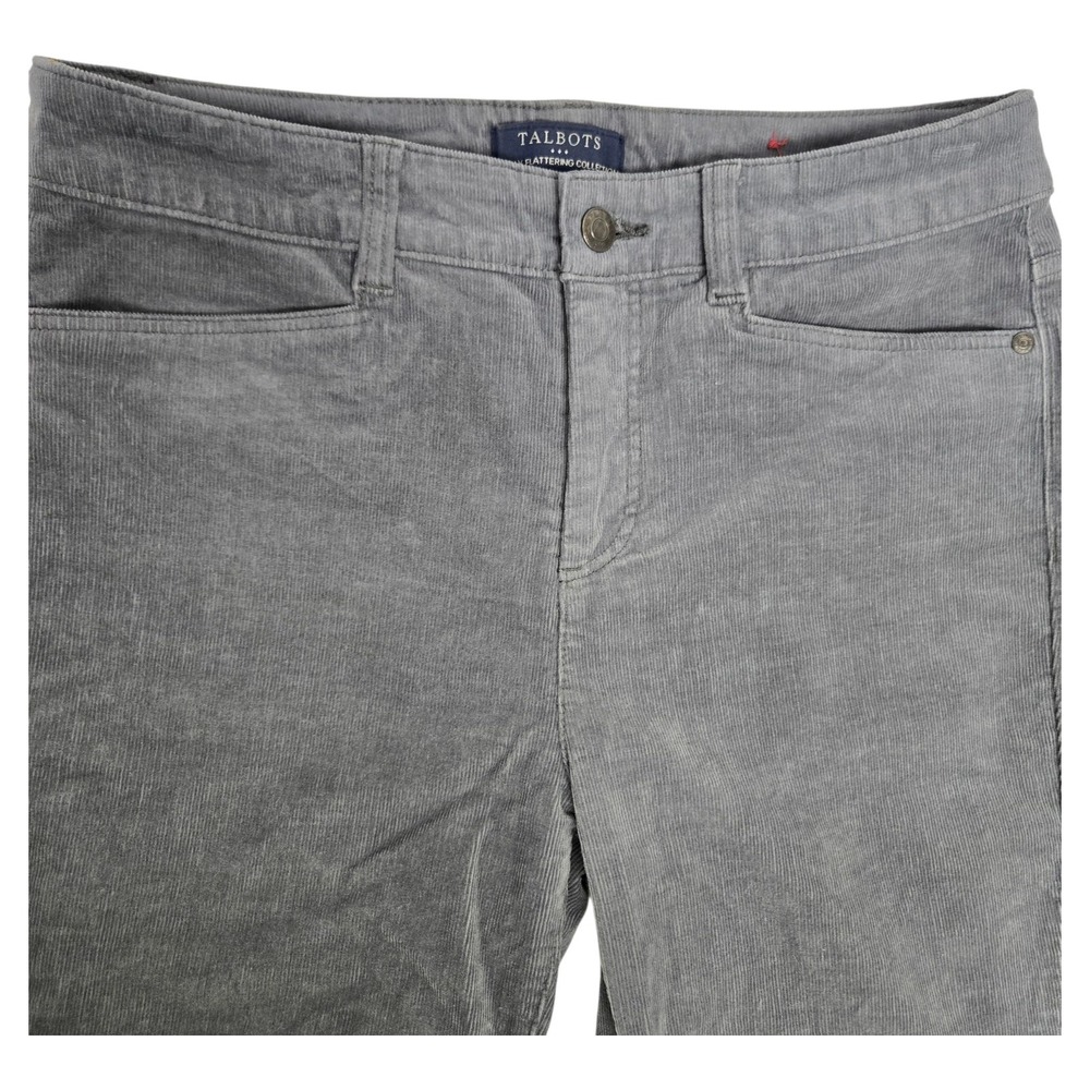 Talbots‎ Simply Flattering Grey Corduroy Pants High Waist Straight Leg Womens